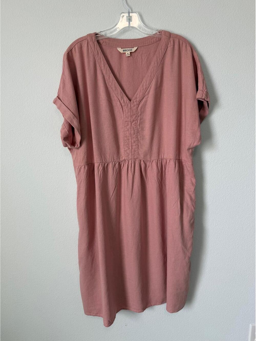 Briggs New York Dusty Rose V‑Neck Casual Midi Dress